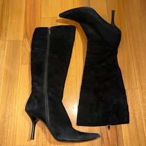 Black suede zip up boots